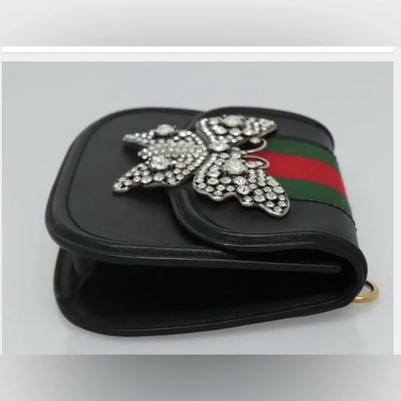 Gucci Leather Crystal Butterfly Linea Totem sherry line Crossbody & dust bag box - Picture 5 of 14
